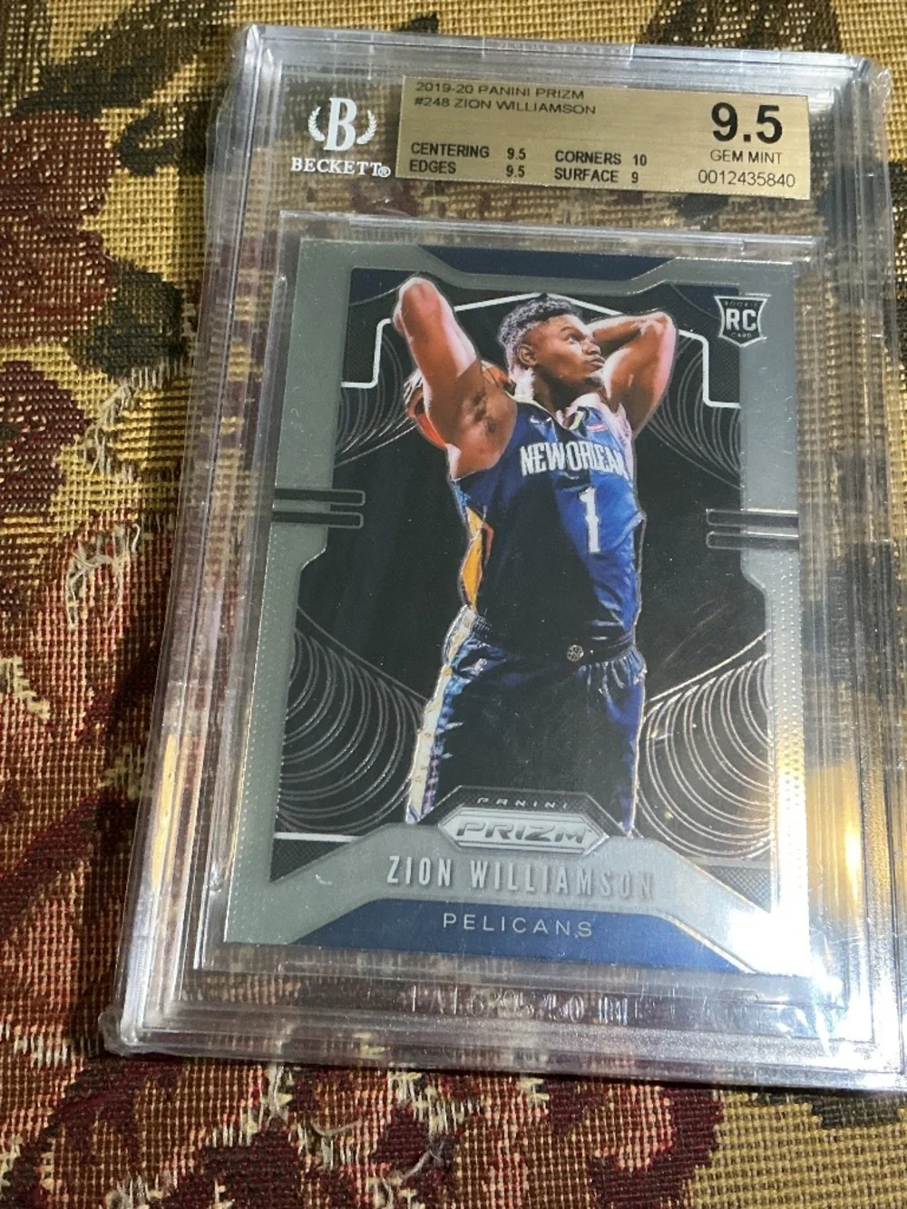 Zion Williamson 2019-20 Panini Prizm Rookie #248 Graded BGS 9.5 GEM MINT